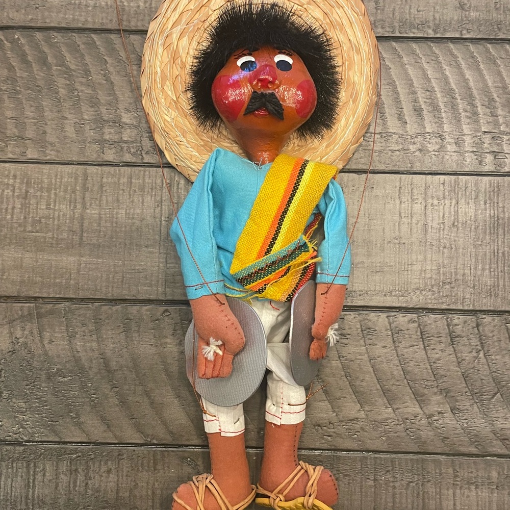 Vintage Marionette Mexican Puppet Set 13” puppet with strings 24” total. - Picture 3 of 6